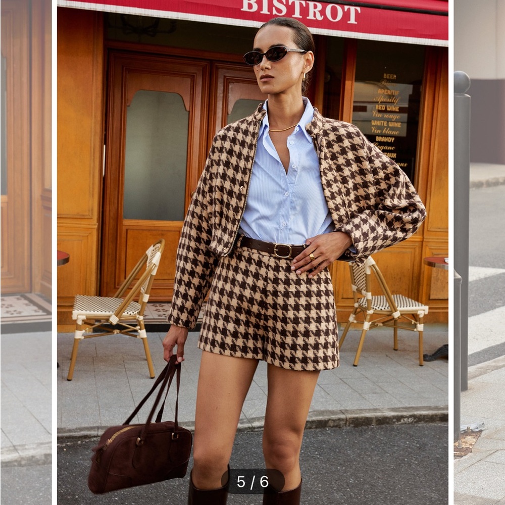 Chic Houndstooth Blazer and Shorts Set - Picture 8 of 12
